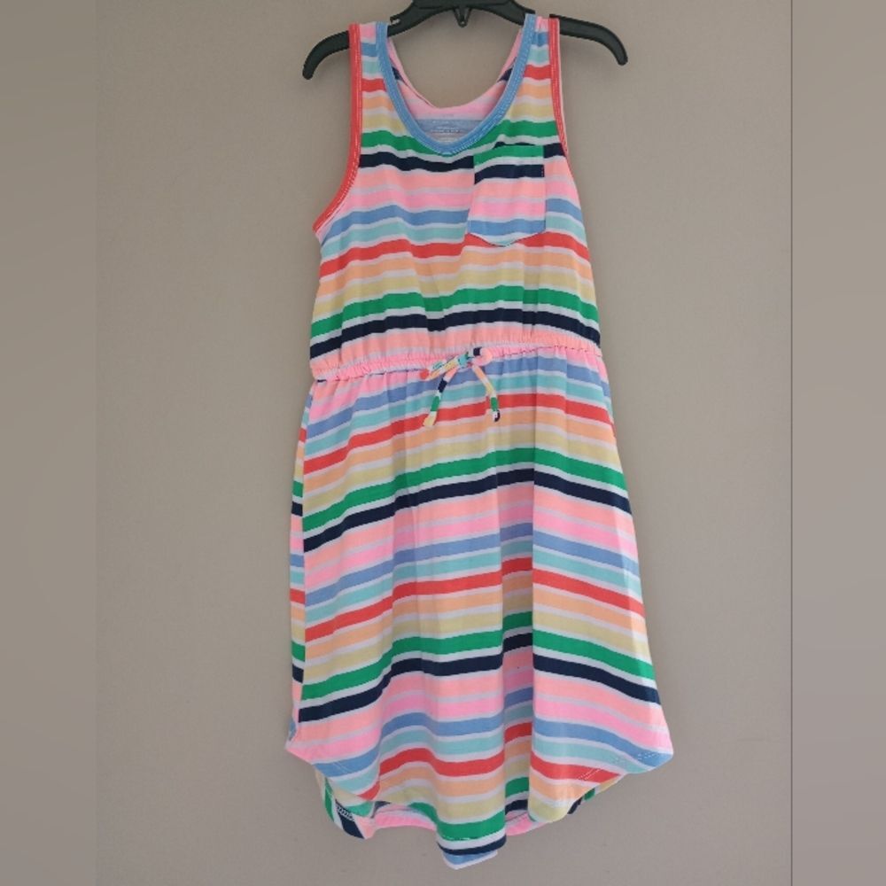 SO Rainbow Striped Sleeveless Dress Scoop Hem Size 7/8